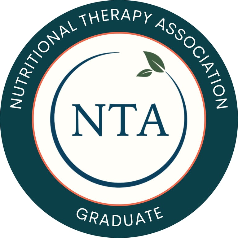 NTA Nutritional Therapy Association Graduate seal logo with dark teal circular border and centered text